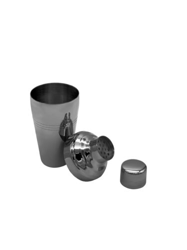 3 Piece Cocktail Shaker - Gunmetal Black. - Image 2